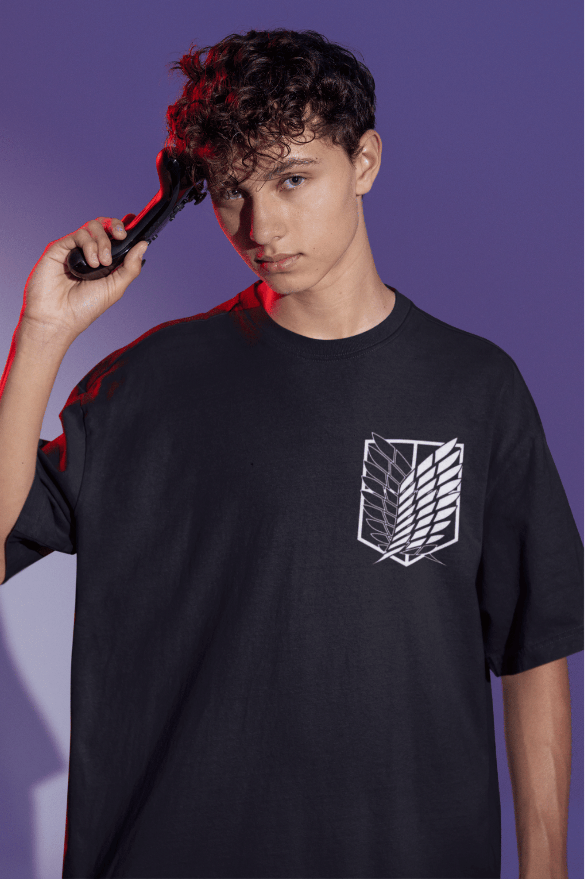 Men s Oversized T shirt in Black Attack on Titan