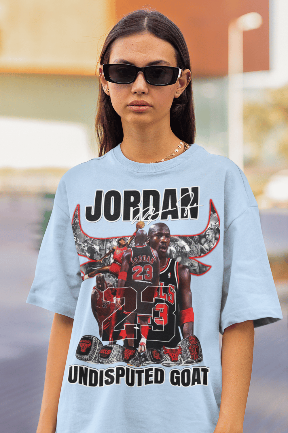 Baby Blue Oversized Tee Unisex Michael Jordan Bull