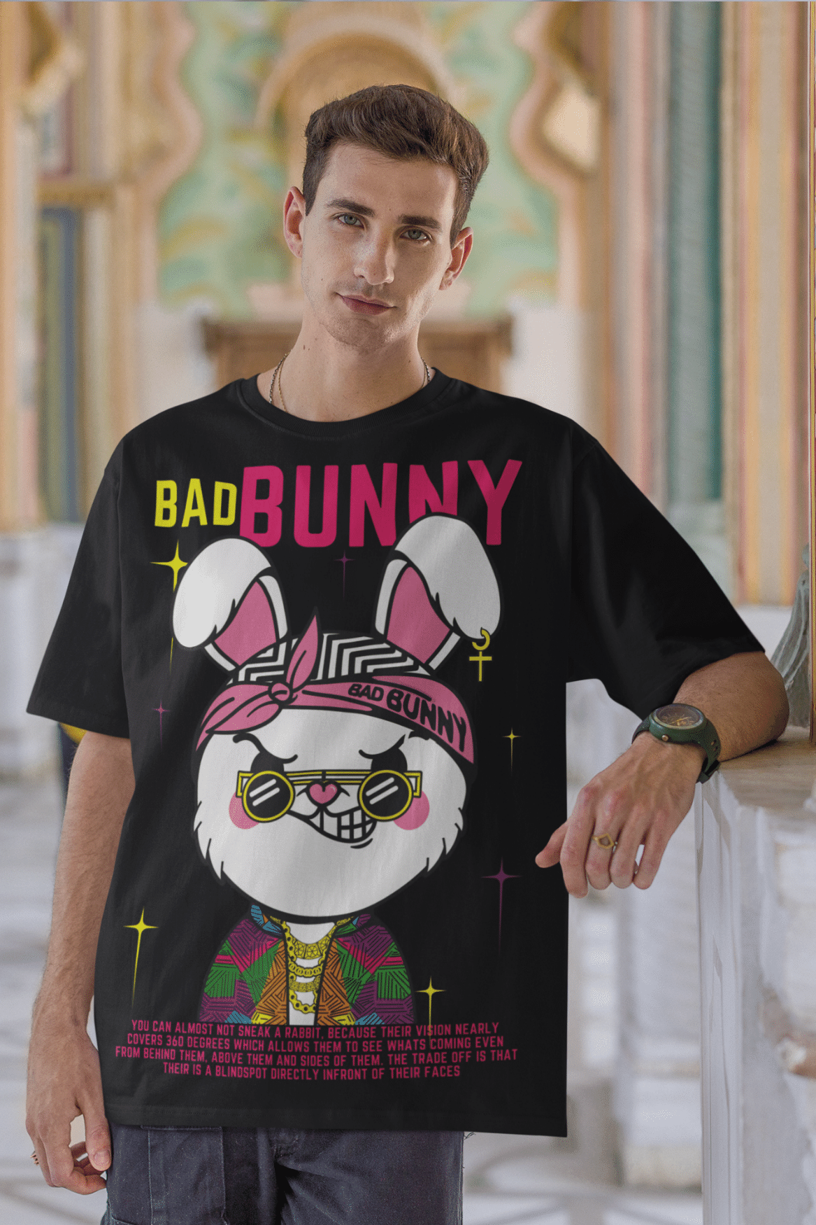 Men's Oversized T-shirt in Black - Bad Bunny