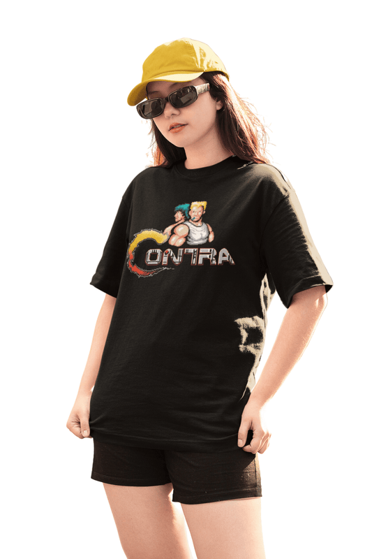 Contra Game Oversized Black T-shirt for Women