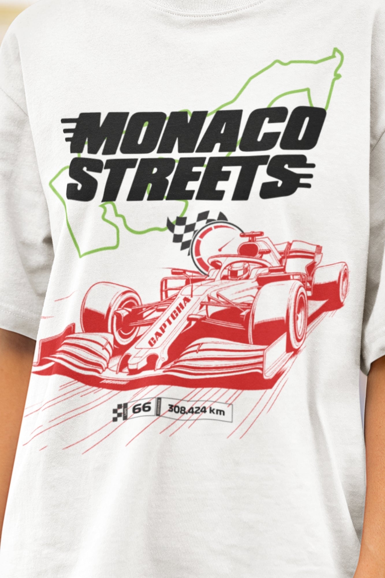 Game Printed White Oversized Tee for Women