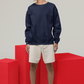 Men's Sweatshirt in Solid Navy Blue