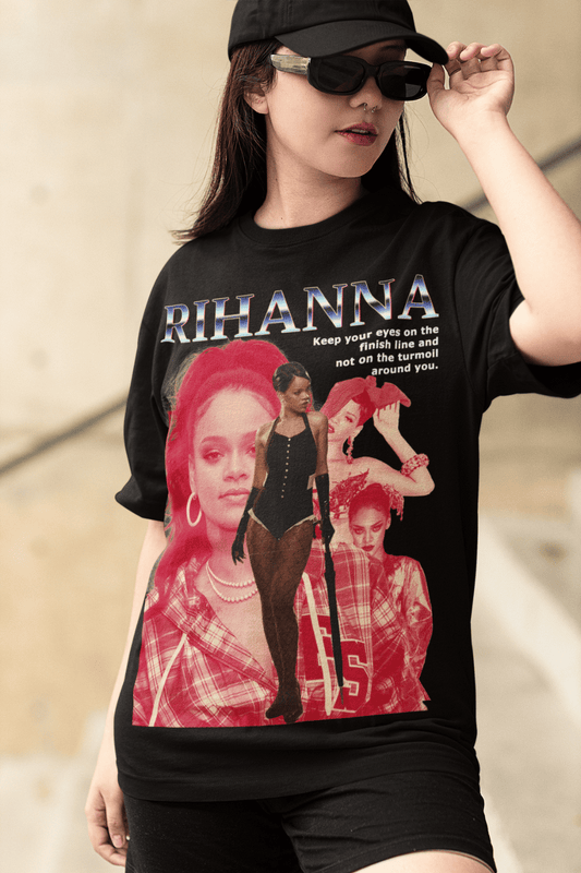 Oversized Tshirt for Women Rihanna Print in Black color