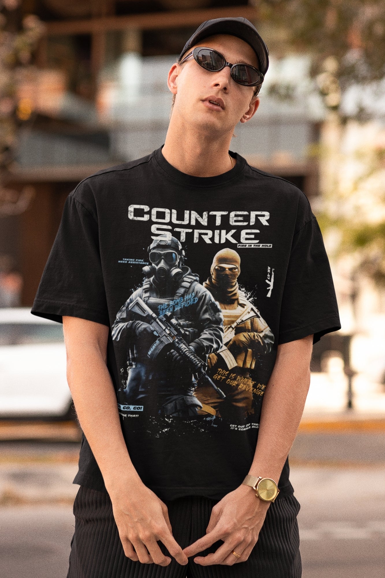 Oversized Tshirt in Black color with Condition Zero Game print