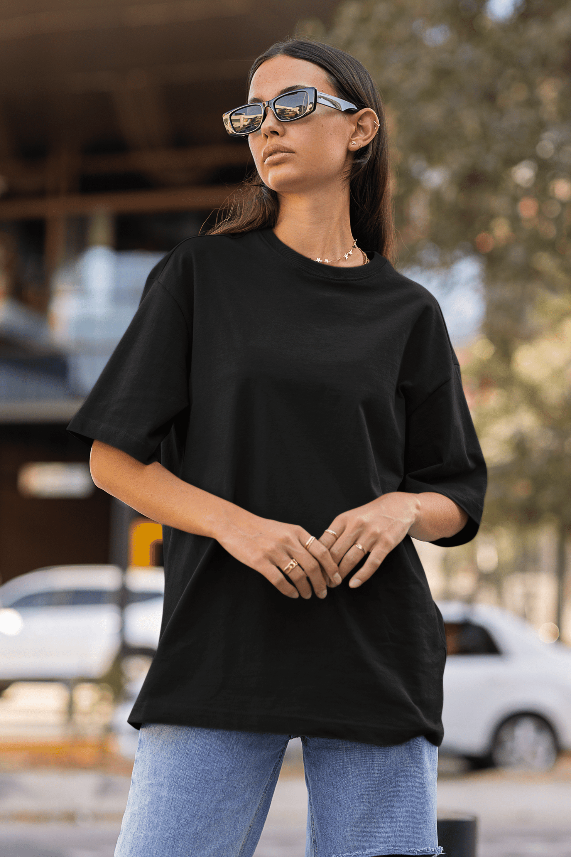Unisex Oversized Tee in Black color