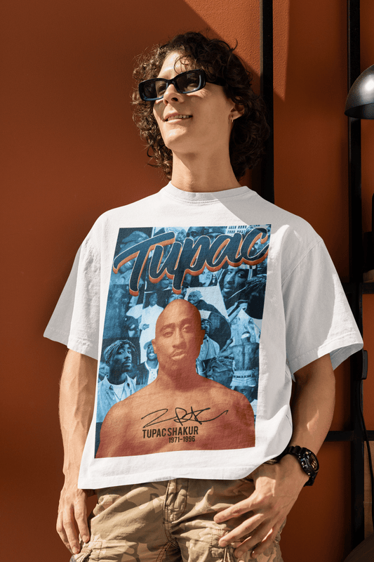 Unisex White Tupac Oversized Tee