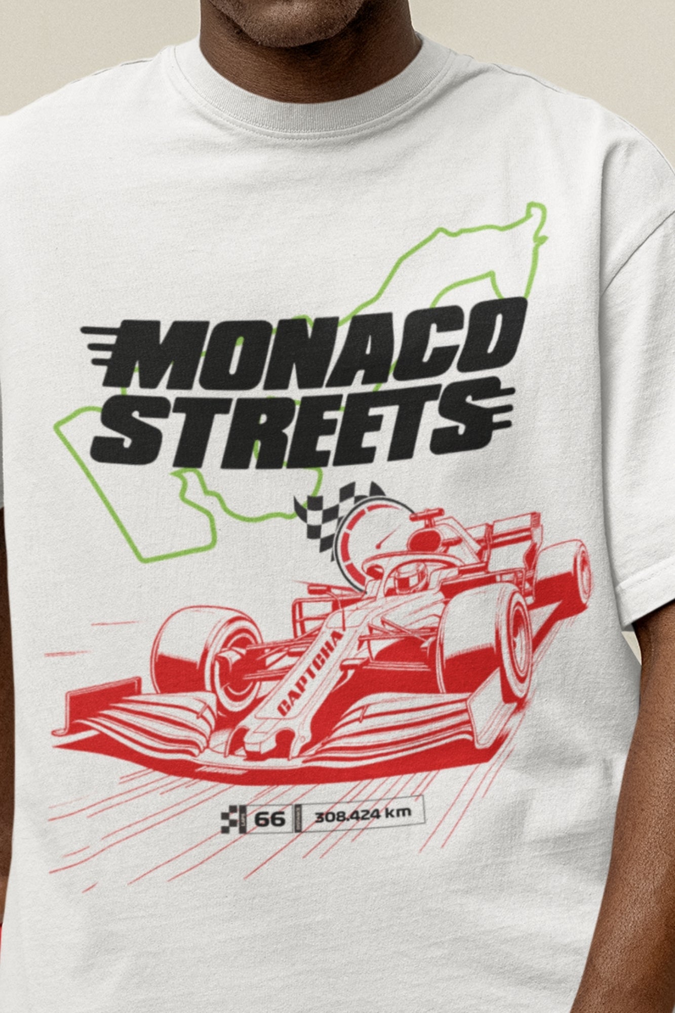 White Oversized Tshirt with Formula Race Print