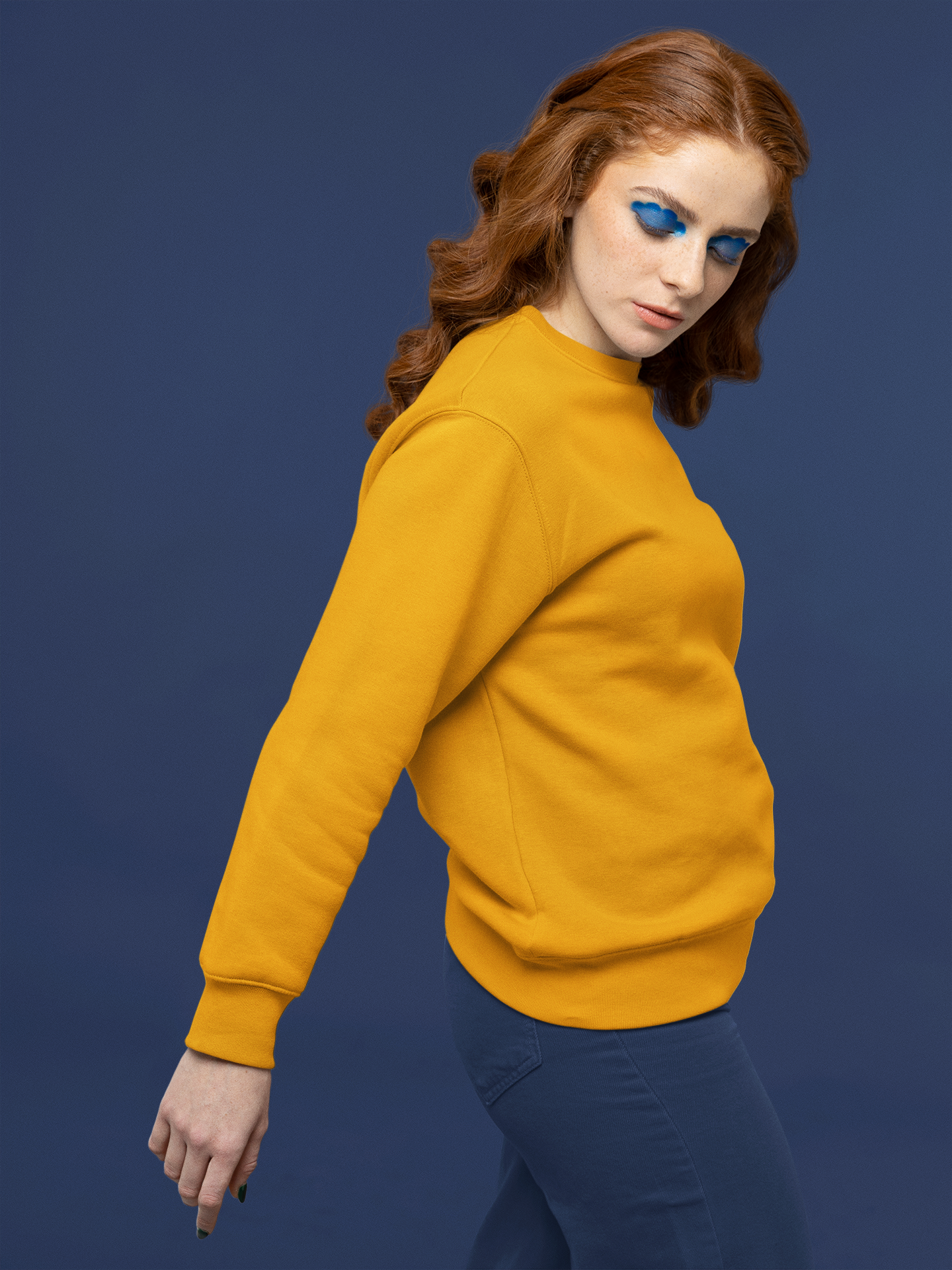 Women's Sweatshirt in Solid Mustard Yellow