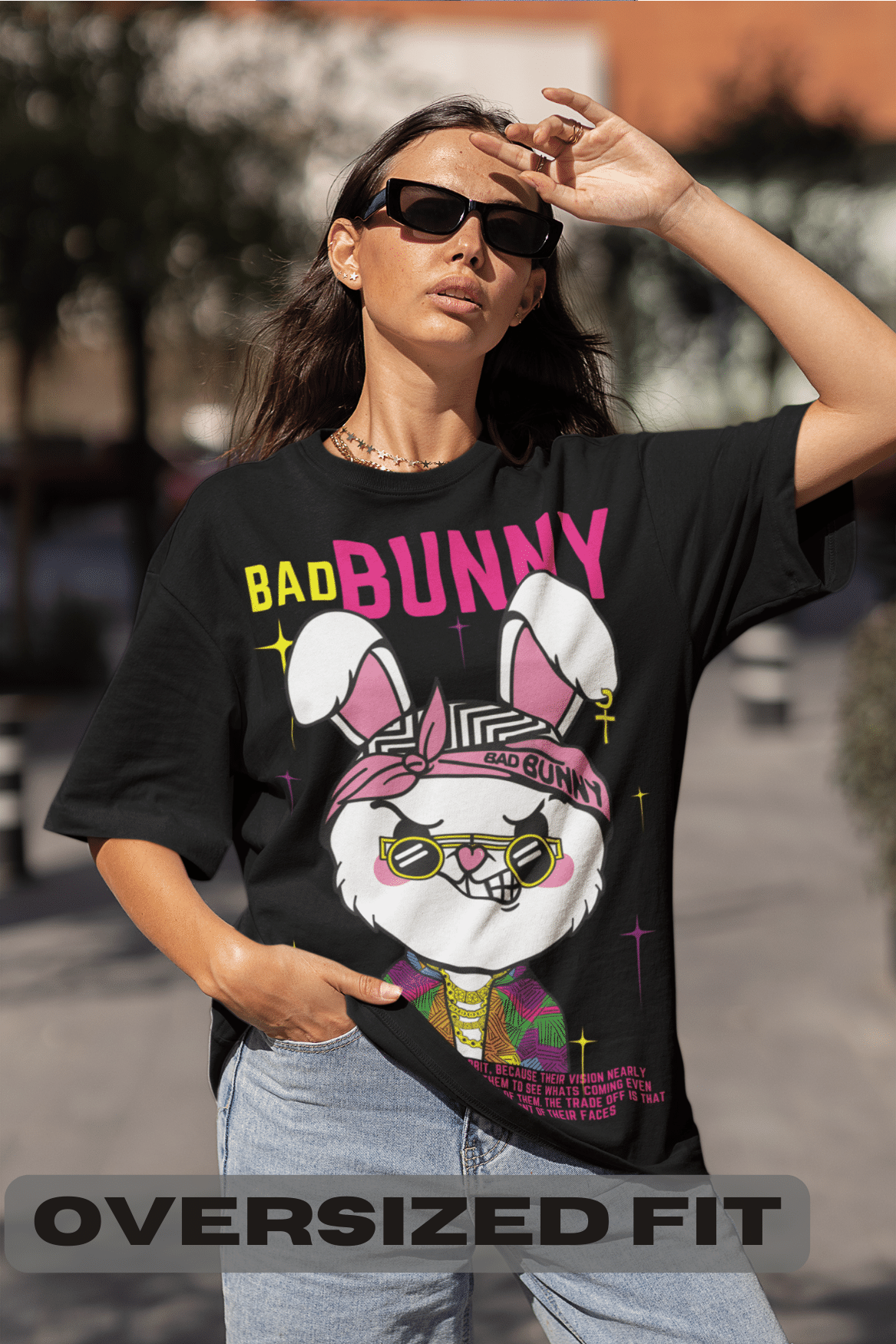 Women's Oversized T-shirt in Black - Bad Bunny