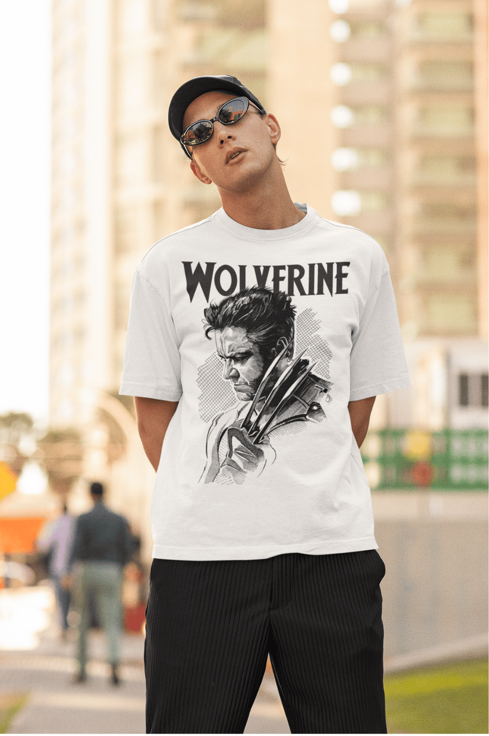 Wolverine Print White Oversized T-shirt