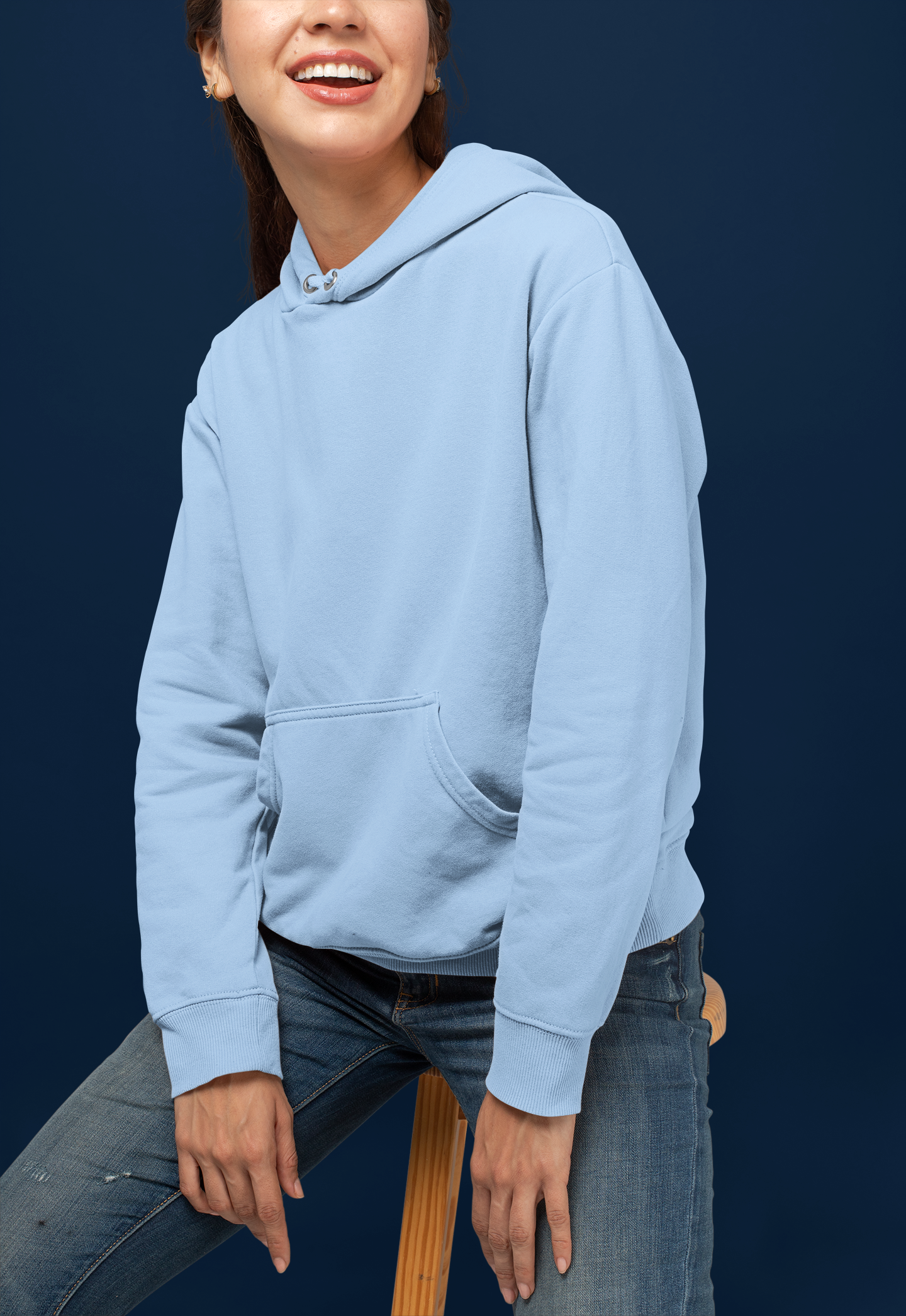 Women's Hooded Sweatshirt in Solid Baby Blue CAPTCHA
