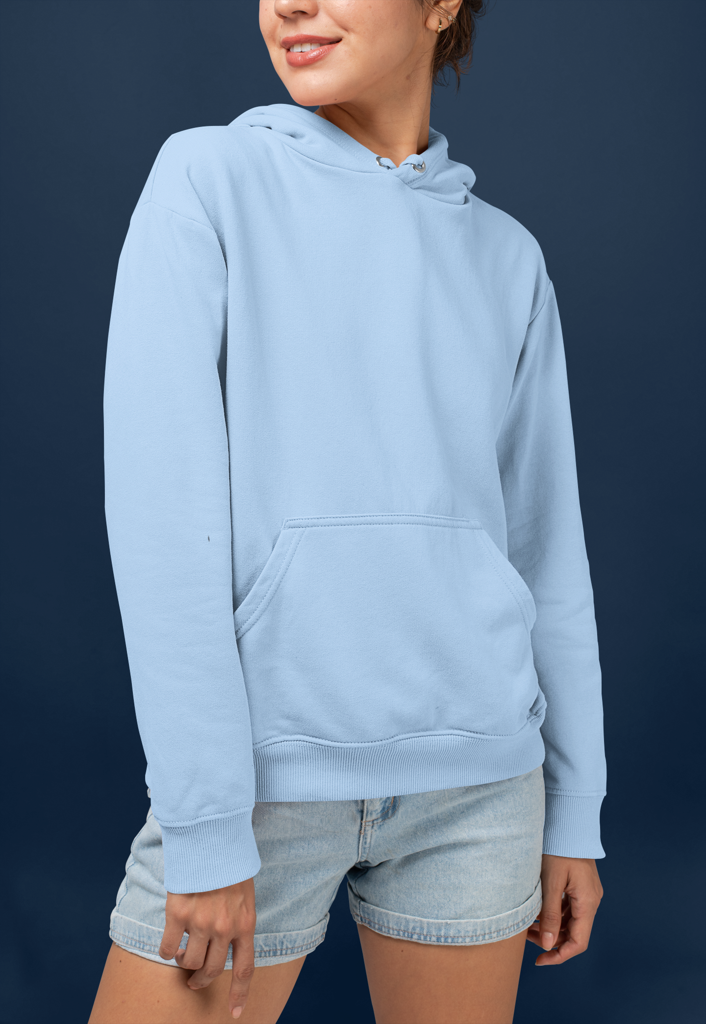 Women's Hooded Sweatshirt in Solid Baby Blue CAPTCHA