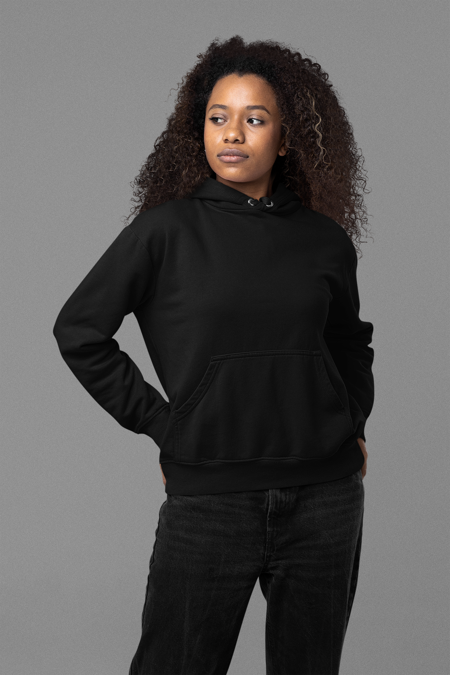 Women's Hooded Sweatshirt in Solid Black CAPTCHA