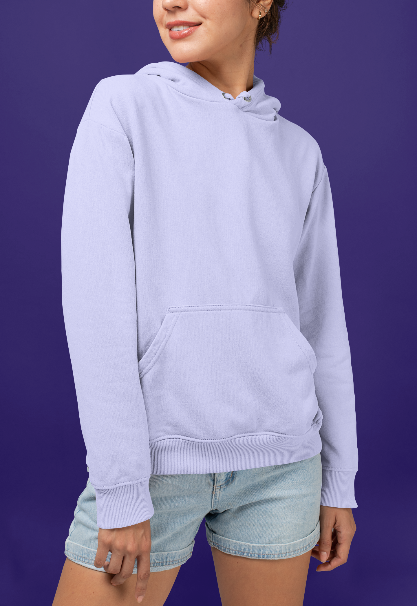Women's Hooded Sweatshirt in Solid Lavender CAPTCHA
