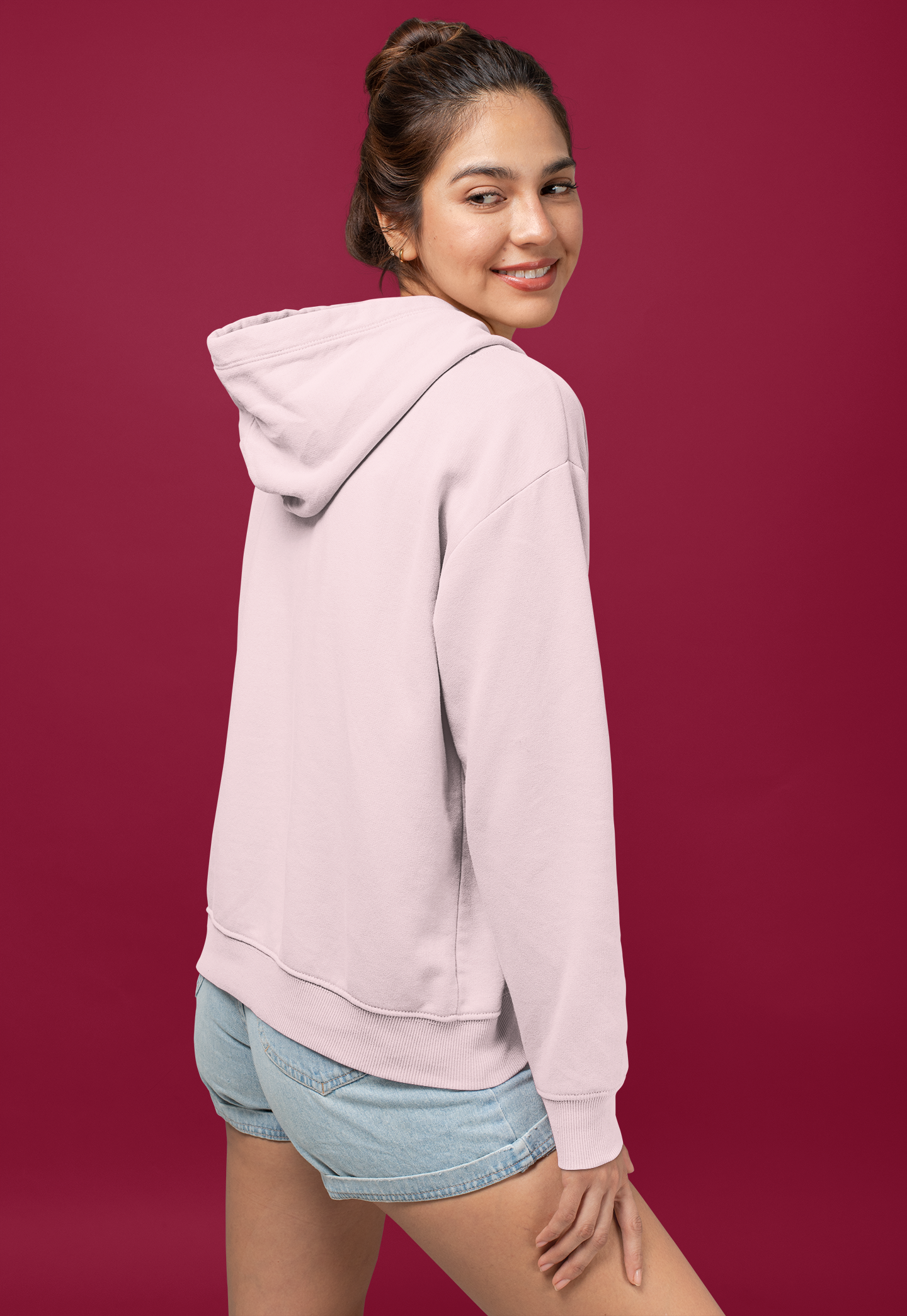 Women's Hooded Sweatshirt in Solid Light Baby Pink CAPTCHA