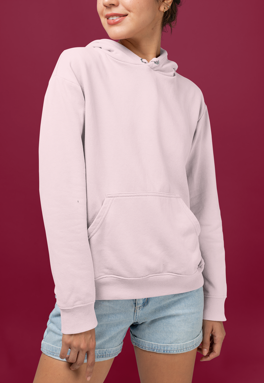 Women's Hooded Sweatshirt in Solid Light Baby Pink CAPTCHA