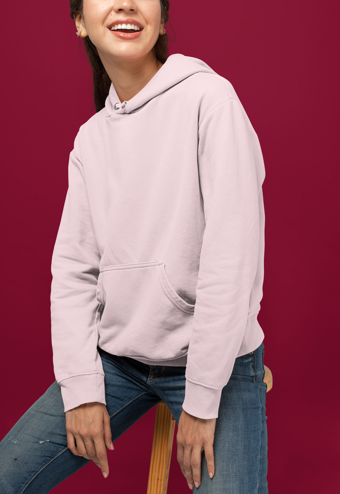 Women's Hooded Sweatshirt in Solid Light Baby Pink CAPTCHA