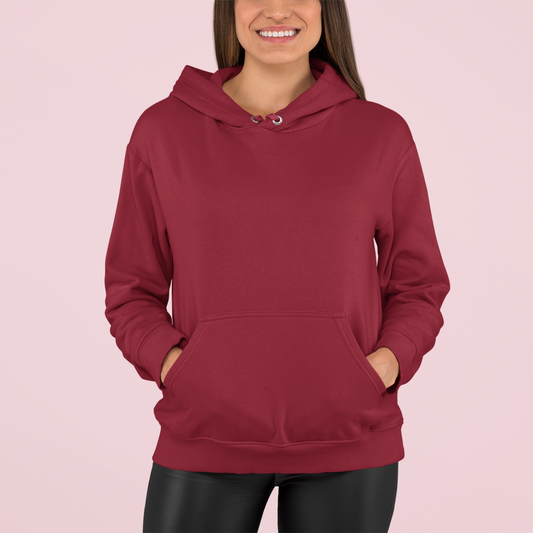 Women's Hooded Sweatshirt in Solid Maroon CAPTCHA