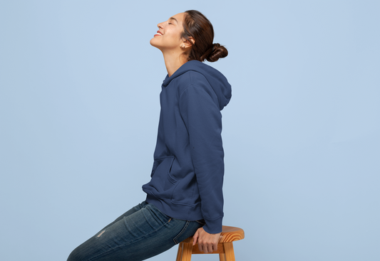 Women's Hooded Sweatshirt in Solid Navy Blue CAPTCHA