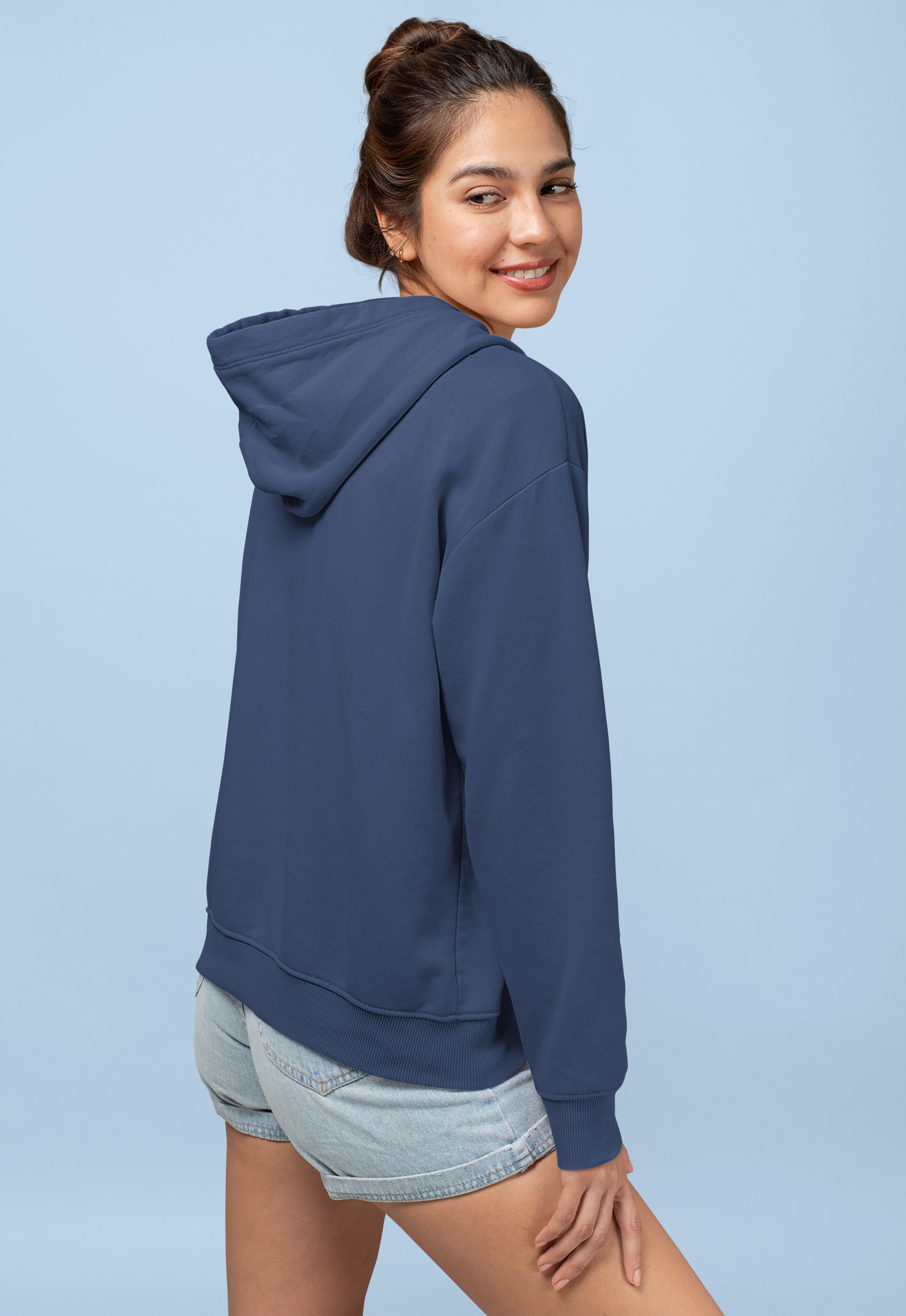 Women's Hooded Sweatshirt in Solid Navy Blue CAPTCHA