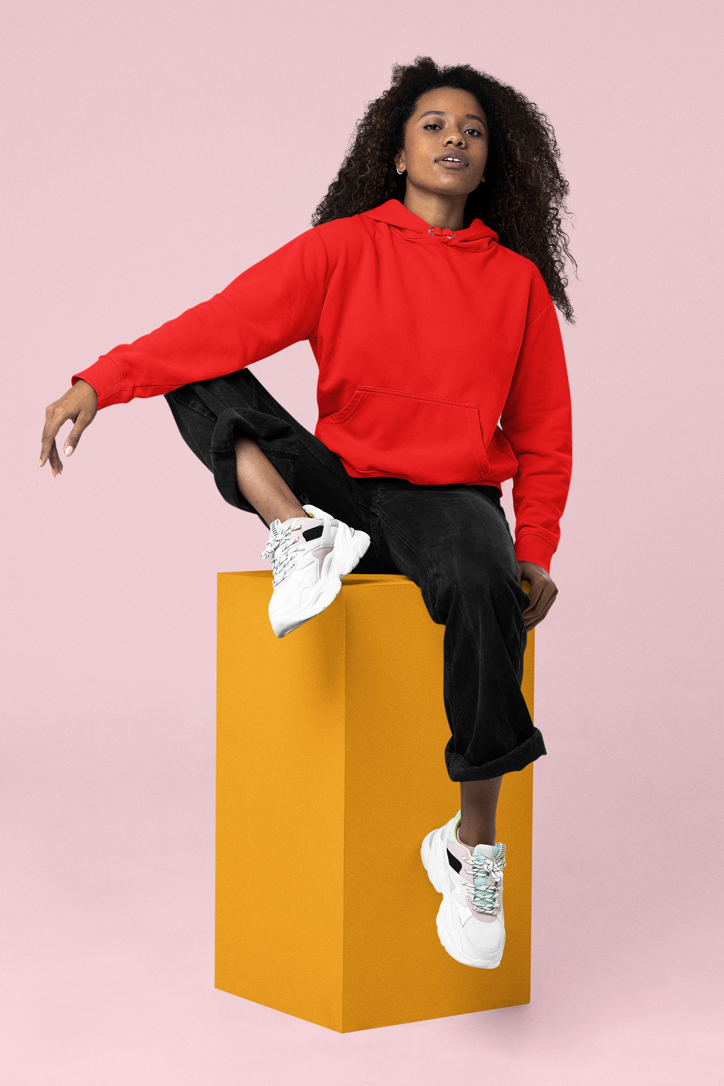 Women's Hooded Sweatshirt in Solid Red CAPTCHA