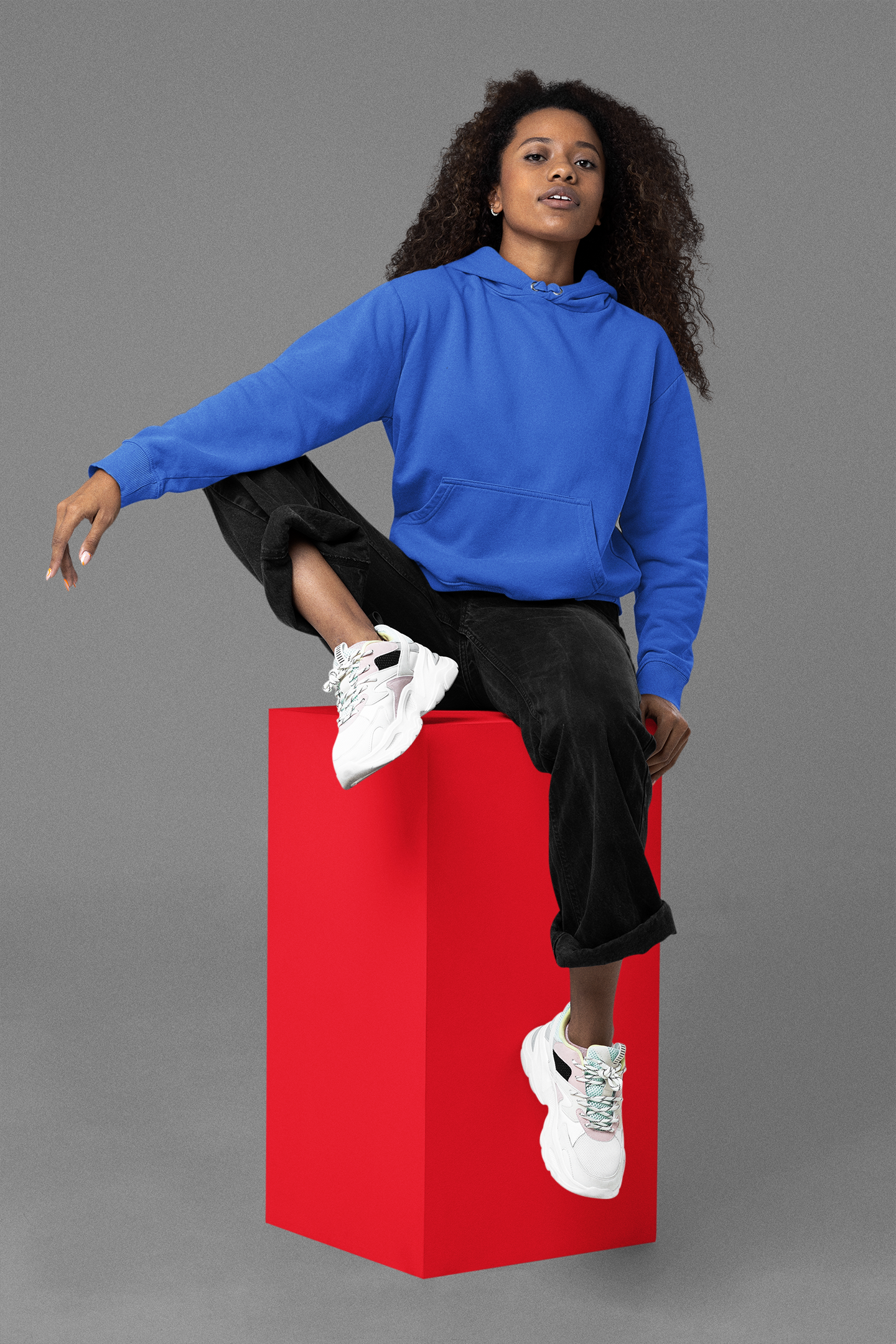 Women's Hooded Sweatshirt in Solid Royal Blue CAPTCHA