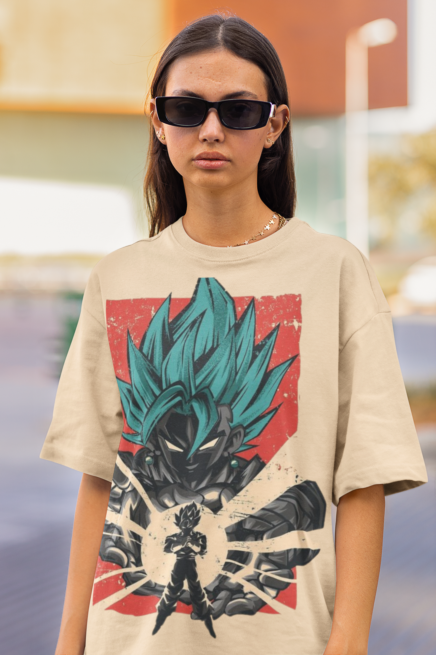 Women's Oversized T-shirt in Beige - Vegeto CAPTCHA