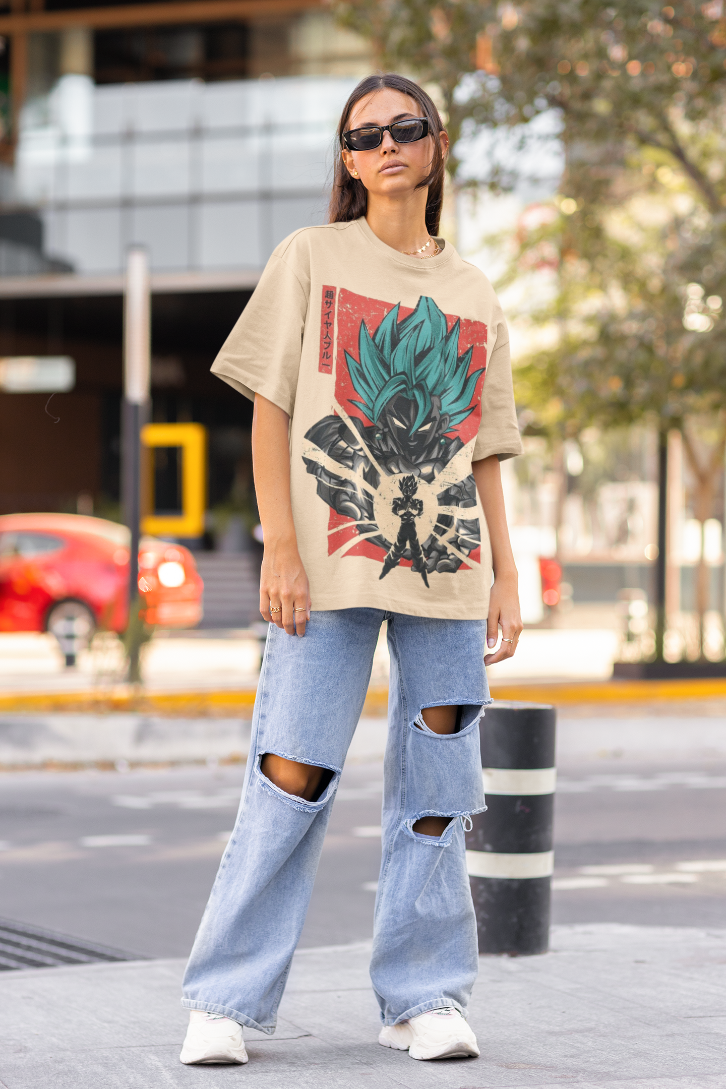 Women's Oversized T-shirt in Beige - Vegeto CAPTCHA