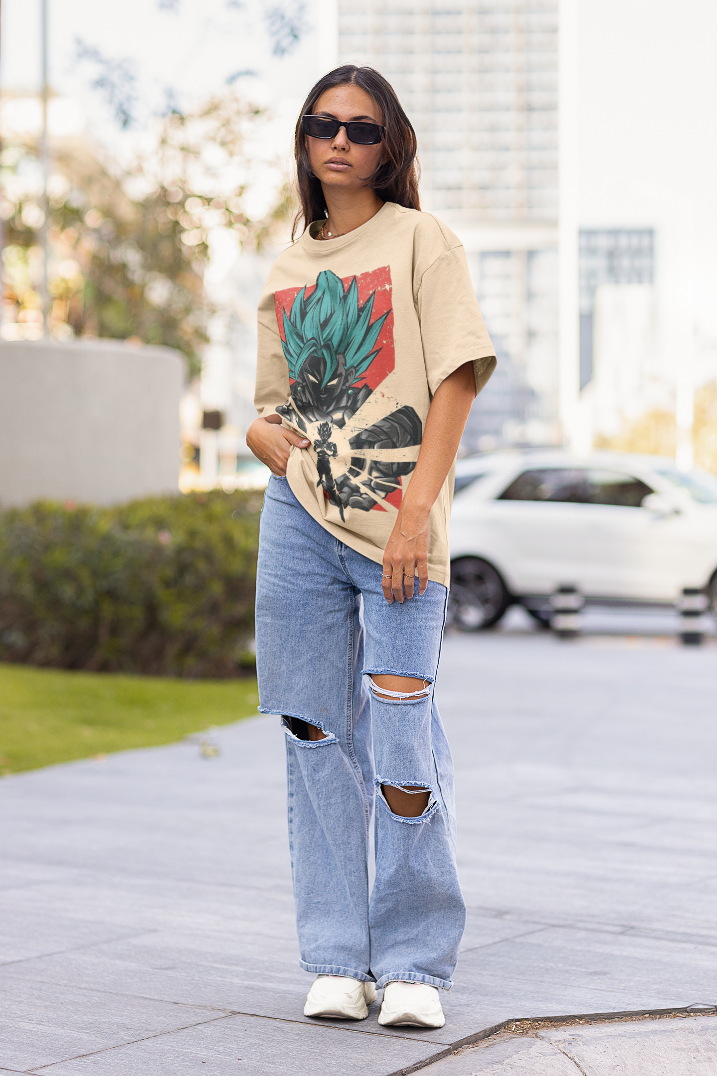 Women's Oversized T-shirt in Beige - Vegeto CAPTCHA