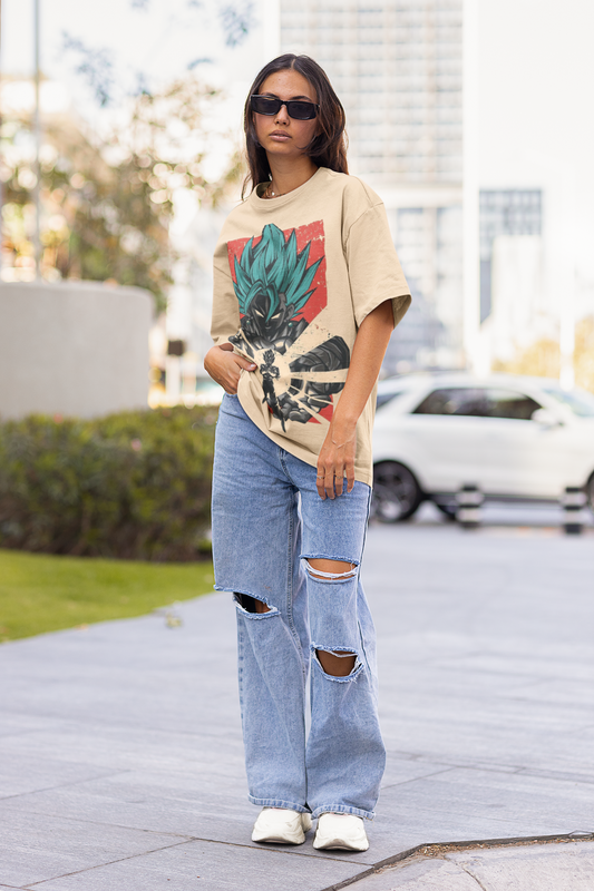 Women's Oversized T-shirt in Beige - Vegeto CAPTCHA