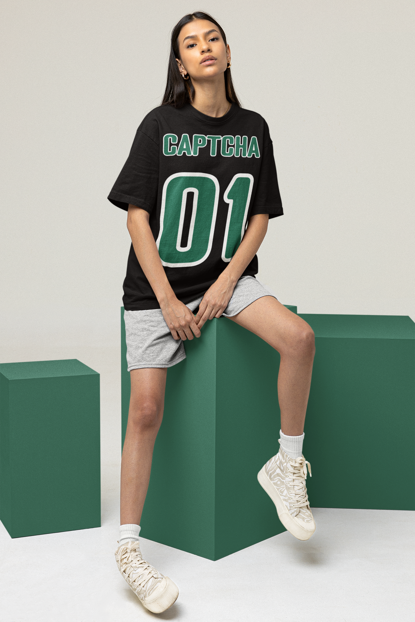 Women's Oversized T-shirt in Black - CAPTCHA 01 Edition CAPTCHA
