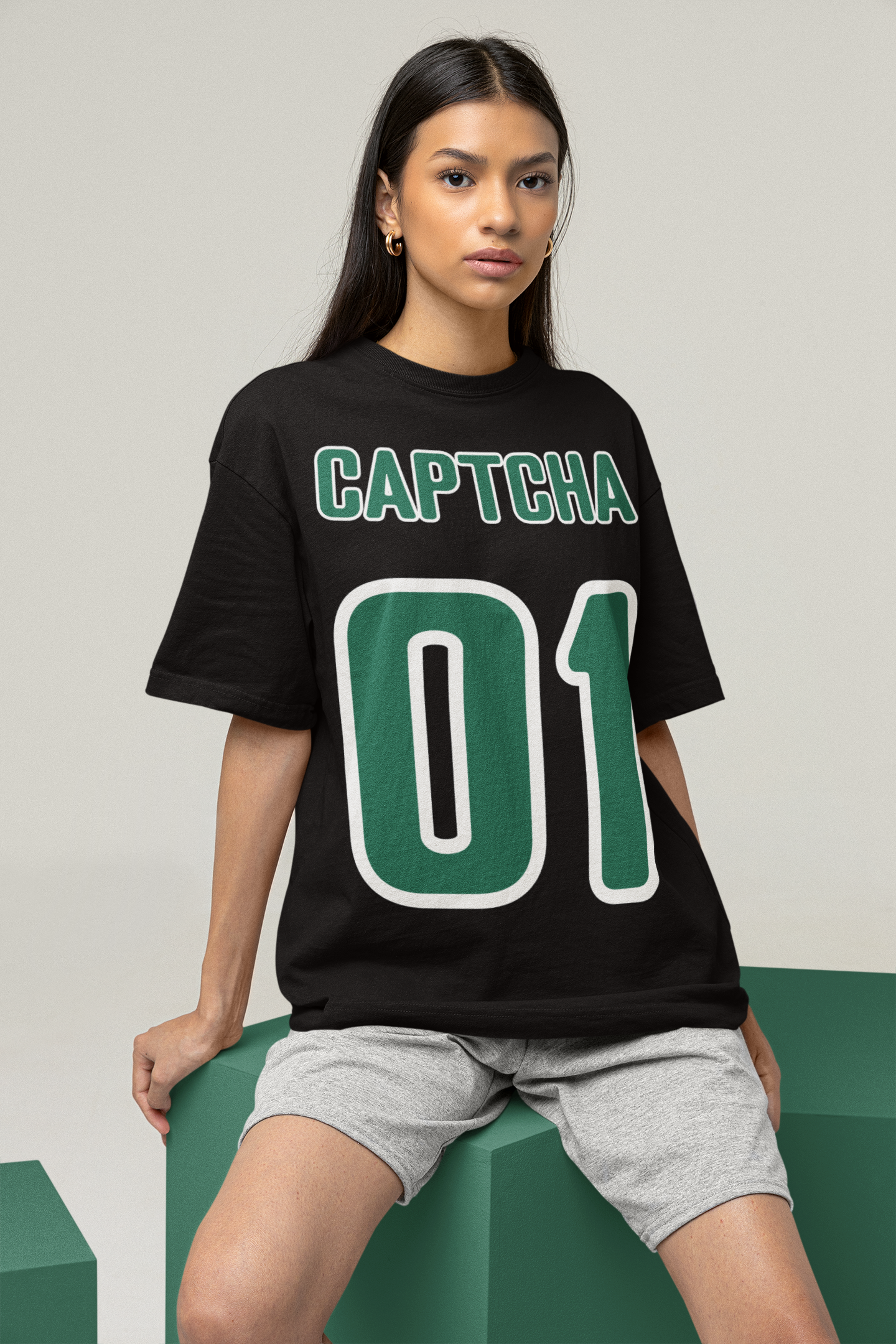 Women's Oversized T-shirt in Black - CAPTCHA 01 Edition CAPTCHA