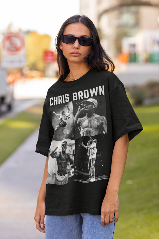 Women's Oversized T-shirt in Black - Chris Brown CAPTCHA