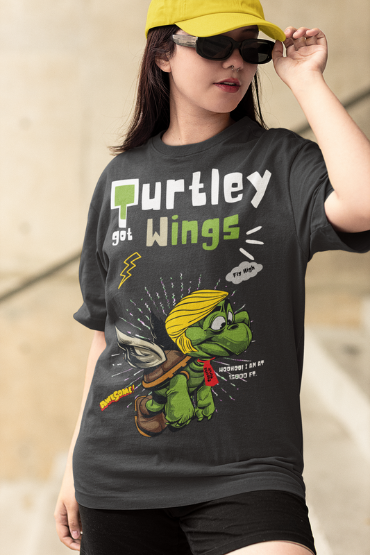 Women's Oversized T-shirt in Meteor Grey - Turtle Got Wings CAPTCHA