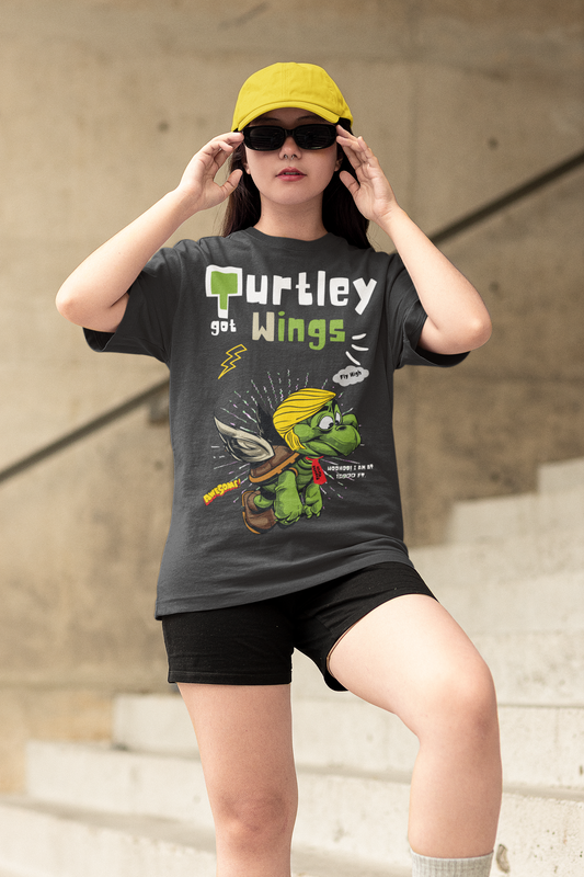 Women's Oversized T-shirt in Meteor Grey - Turtle Got Wings CAPTCHA