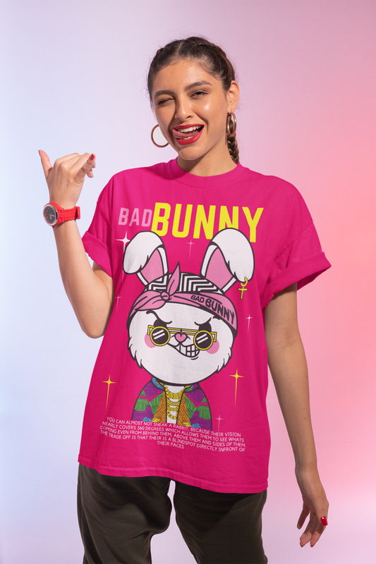 Women's Oversized T-shirt in Pink - Bad Bunny CAPTCHA